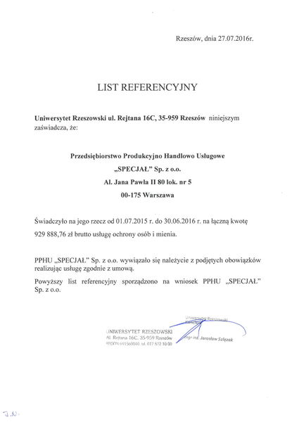 Aktualności i realizacje Grupy Specjal